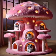 Prevue Flower Power Cat Tree 7320, colorful and fun multi-level cat tree with scratching posts and cozy platforms