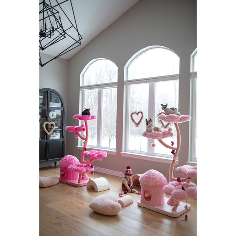 Prevue Flower Power Cat Tree 7320, colorful and fun multi-level cat tree with scratching posts and cozy platforms