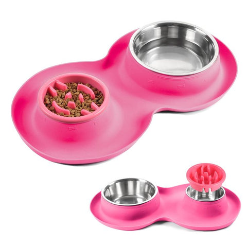 Silicone Foldable Slow Feeding Pet Bowl, portable and collapsible bowl designed to slow down feeding for pets, perfect for travel and outdoor use