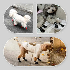 Waterproof, anti-slip dog socks with silicone soles for paw protection and grip on slippery surfaces.