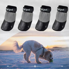 Waterproof, anti-slip dog socks with silicone soles for paw protection and grip on slippery surfaces.
