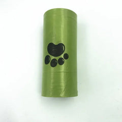 Biodegradable, scented pet waste bags with tie handles for easy and eco-friendly disposal.