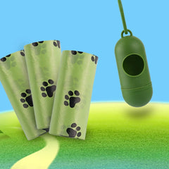 Biodegradable, scented pet waste bags with tie handles for easy and eco-friendly disposal.