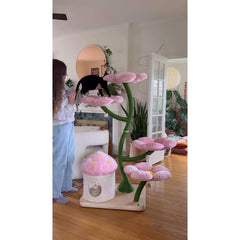 Prevue Flower Power Cat Tree 7320, colorful and fun multi-level cat tree with scratching posts and cozy platforms