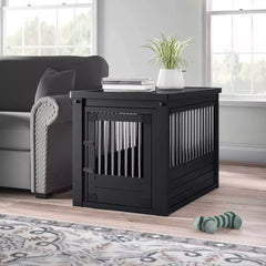 Richell End Table Dog Crate for Medium to Large Dogs, stylish and functional wooden dog crate that doubles as an end table, providing a cozy space for pets