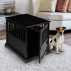 Richell End Table Dog Crate for Medium to Large Dogs, stylish and functional wooden dog crate that doubles as an end table, providing a cozy space for pets