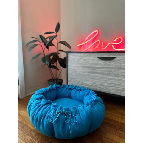 Petmate Puffy Round Cat Bed- Blue