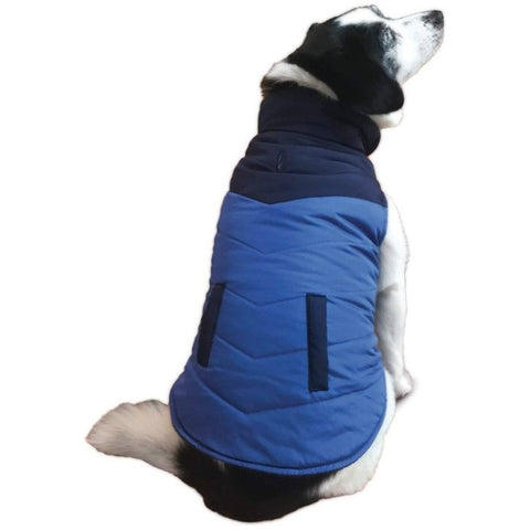 Reversible Two-tone Puffy Dog Coat - Blue Sizes Med-Extra Large
